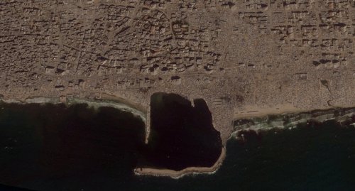 A satellite image shows port of Gaza during the war, August 25, 2025.