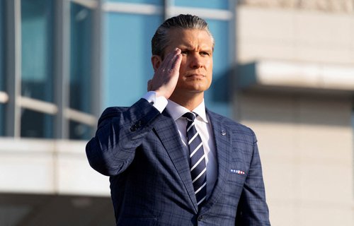 US Defense Secretary Pete Hegseth, salutes as he inspect a guard of honor during a welcoming ceremony prior to the 57rd Security Consultative Meeting (SCM) at the defense ministry in Seoul