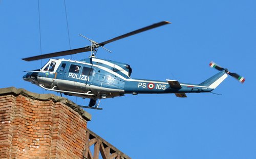 Stadio Renato Dall'Ara, Bologna, Italy - November 9, 2025 A police helicopter is seen outside the stadium before the match REUTERS/Ciro De Luca