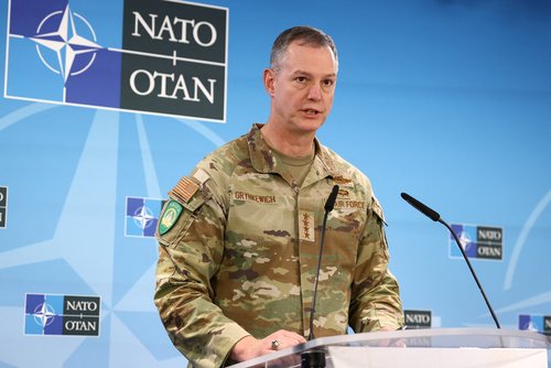 NATO Supreme Allied Commander Europe (SACEUR), U.S. Air Force General Alexus Grynkewich speaks during a press conference at the Supreme Headquarters Allied Powers Europe (SHAPE), in Casteau, Belgium December 4, 2025. REUTERS/Yves Herman