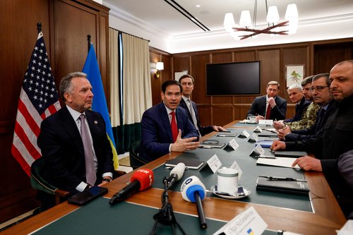 U.S. Secretary of State Marco Rubio, U.S. Special Envoy Steve Witkoff, and U.S. President Donald Trump's son-in-law Jared Kushner meet with Secretary of Ukraine's National Security and Defence Council Rustem Umerov