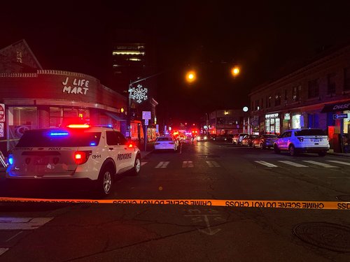 A police vehicle stands near the site of a mass shooting reported by authorities at Brown University in Providence, Rhode Island, U.S., December 13, 2025. REUTERS/Taylor Coester
