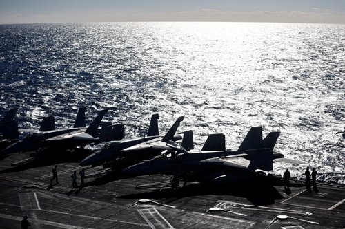 Onboard a U.S. aircraft carrier in times of Ukraine/Russia tensions