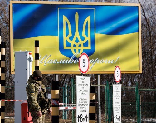 Hoptivka border crossing in Kharkiv region, ukrajina granica