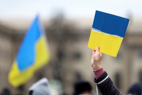 Demonstration following Russia's invasion of Ukraine, at the Bebelplatz square in Berlin