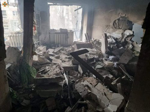 mikolajiv, An interior view shows a residential building damaged by shelling in Mykolaiv