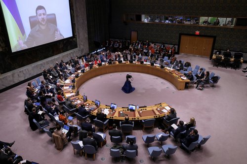 U.N. Security Council's emergency meeting, amid Russia's invasion of Ukraine, in New York City