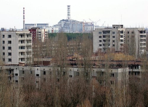 FILE PHOTO: A view of the Chernobyl nuclear power station is seen from Ukraine's ghost town of Pripyat