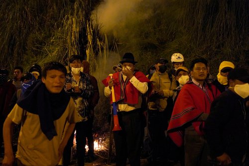 Indigenous protesters march on Ecuadoran capital Quito to demand economic and social support