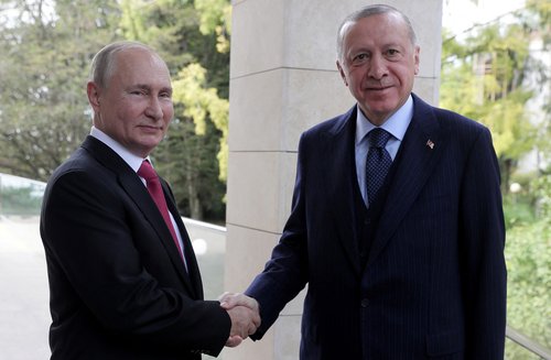 FILE PHOTO: Russian Vladimir meets with Turkish President Erdogan in Sochi