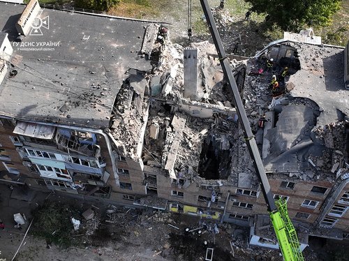 Residential building damaged during a Russian military attack in Mykolaiv