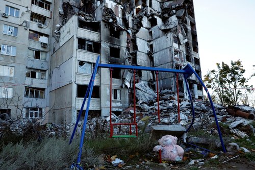 Destroyed apartments, in Kharkiv