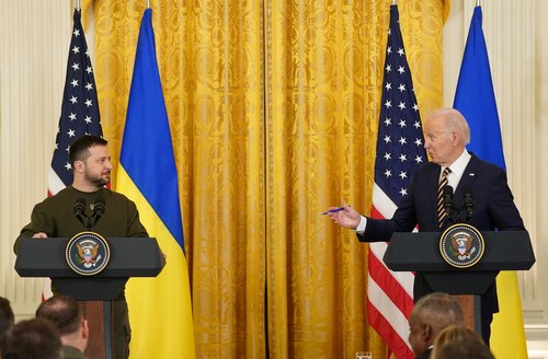 U.S. President Biden welcomes Ukraine's President Zelenskiy at the White House in Washington