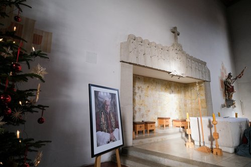 A view of St. Oswald Church, Baptistery of former Pope Benedict in Marktl