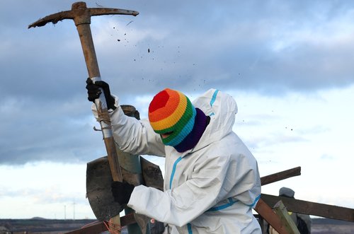 People demonstrate ahead of the evacuation of the German village of Luetzerath