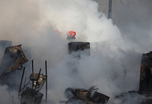 Fire at Guryong village, in Seoul