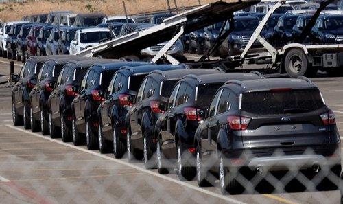 FILE PHOTO: Cars are pictured at the Ford factory in Almussafes near Valencia