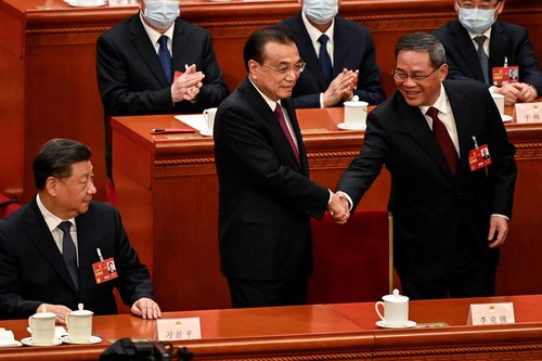 Xi Jinping (L), Li Keqiang (C) Li Qiang (R)