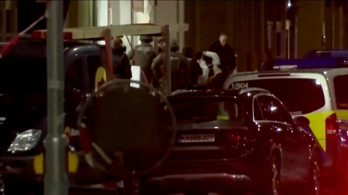 German police at the scene of a hostage situation in Karlsruhe