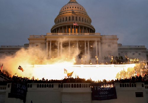 FILE PHOTO: Supporters of U.S. President Donald Trump gather in Washington