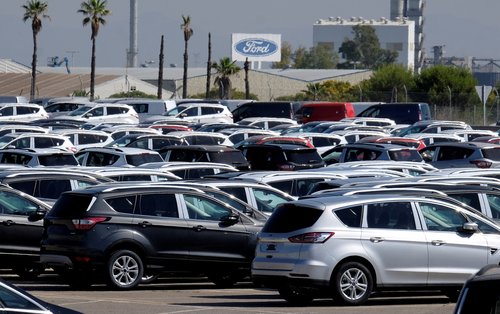 FILE PHOTO: Cars are pictured at the Ford factory in Almussafes near Valencia