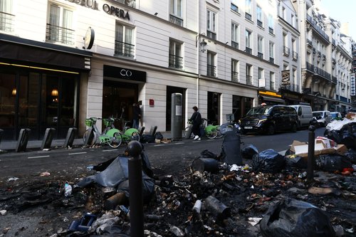 Damages in Paris streets following pension reform protests