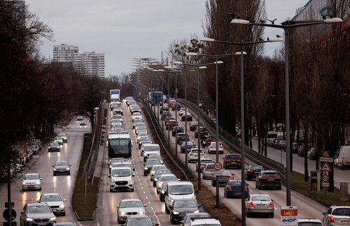 FILE PHOTO: FILE PHOTO: Cars drive on the Mittlerer Ring in Munich, Germany