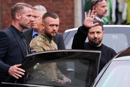 Ukraine's President Zelenskiy is awarded Germany's prestigious Charlemagne Prize, in Aachen