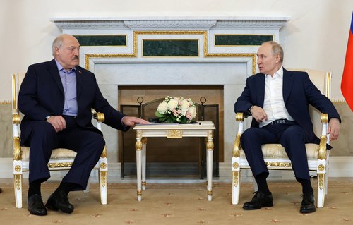 Russian President Vladimir Putin meets with Belarusian President Alexander Lukashenko in Saint Petersburg