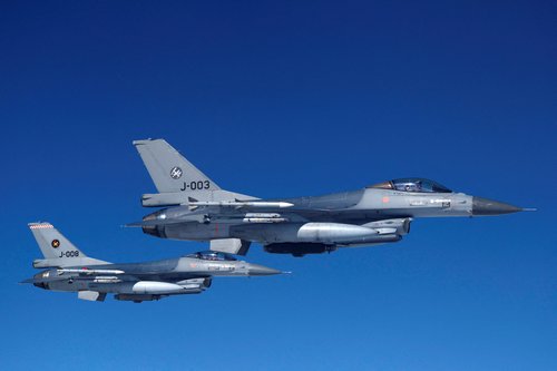 FILE PHOTO: Netherlands' Air Force F-16 fighter jets fly during a media day