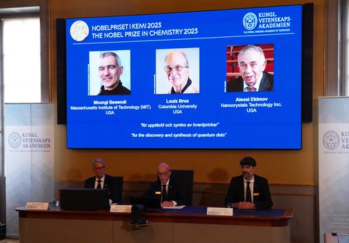 The Royal Swedish Academy of Sciences announces the winners of the 2023 Nobel Prize in Chemistry in Stockholm