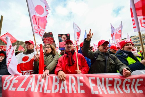 German IG Metall Union protests for low E-power prices for the industry in Duisburg