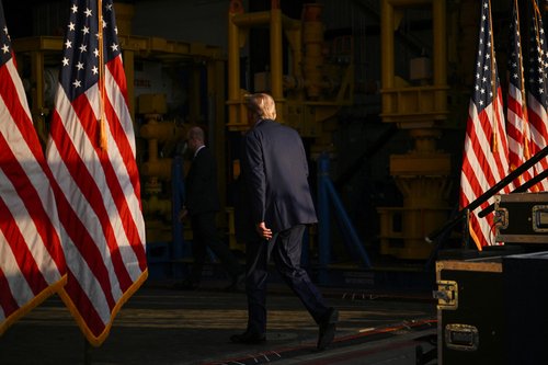 Former U.S. President Donald Trump holds a campaign rally in Houston