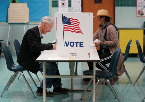 Voters a polling station in Falls Church, Virginia