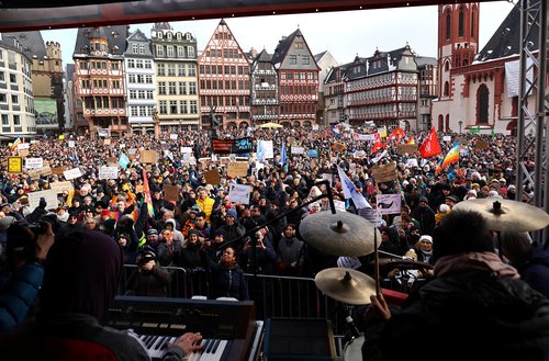 Demonstrators take to Frankfurt’s streets to protest against far-right AfD