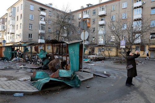Aftermath of recent shelling in Donetsk