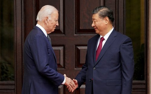 FILE PHOTO: U.S. President Joe Biden meets with Chinese President Xi Jinping on the sidelines of APEC summit, in Woodside