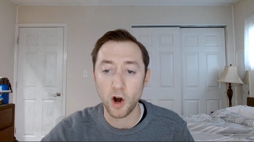 Justin Mohn speaks on a Youtube broadcast from his home in the Levittown