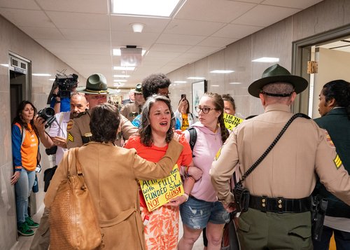 Tennessee State Troopers ask gun reform activists to clear the House Gallery