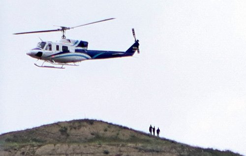 The helicopter carrying Iran's President Ebrahim Raisi takes off, before it crashed, near the border of Iran and Azerbaijan