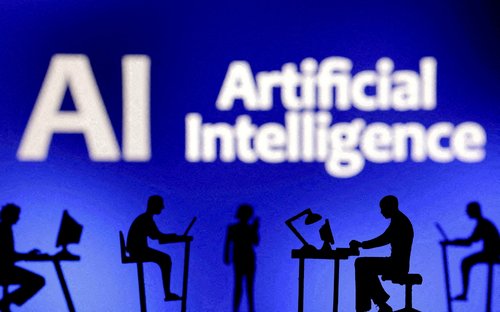 FILE PHOTO: Illustration shows words "Artificial Intelligence AI