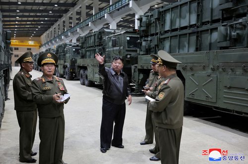 North Korean leader Kim Jong Un oversees a tactical missile weapons system