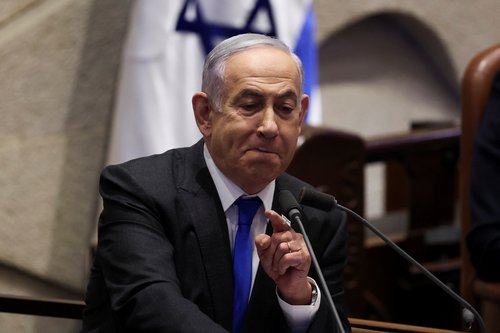 Israeli PM Netanyahu attends a discussion at the Israeli Parliament Knesset in Jerusalem