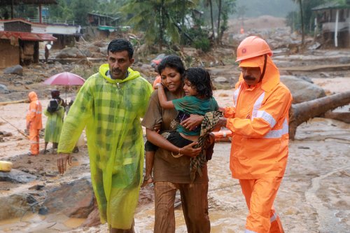 Landslides in the hills in Wayanad