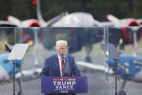Trump speaks at a campaign rally in Asheboro