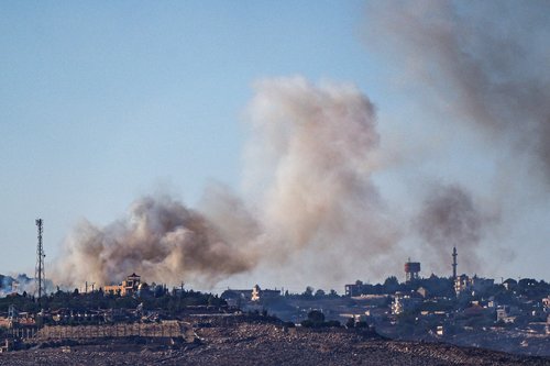 Smoke rises above Lebanon following an Israeli strike as seen from northern Israel