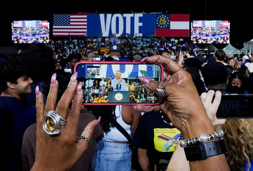 Democratic presidential nominee U.S. Vice President Kamala Harris campaigns in Georgia