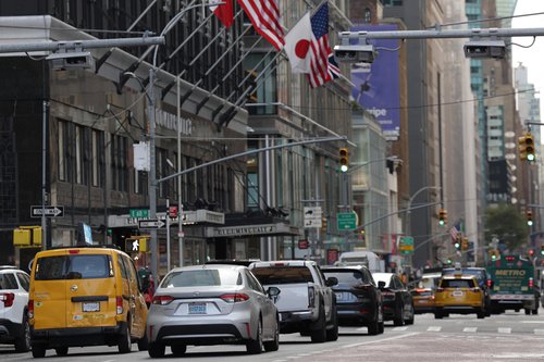 Congestion pricing machines on 59th street and Lexington Avenue in New York