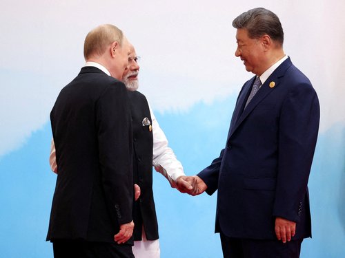Chinese President Xi Jinping, Indian Prime Minister Narendra Modi and Russian President Vladimir Putin