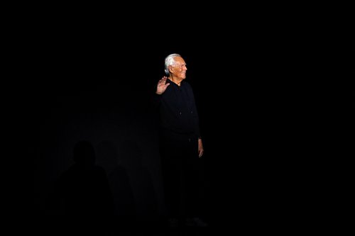 FILE PHOTO: Giorgio Armani looks on, at the presentation of the Emporio Armani Fall/Winter 2024/2025 collection during Fashion Week in Milan, Italy, February 22, 2024. REUTERS/Alessandro Garofalo/File Photo